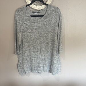 Elegant Heather Gray Long Sleeve Women's Top